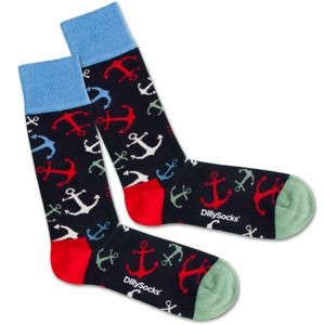 DillySocks Socken 'Sea Anchor'  modré / červené / čierna