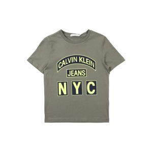 Calvin Klein Jeans Tričko  tmavomodrá / neónová žltá / olivová