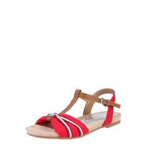 TOM TAILOR Remienkové sandále 'Sandale'  hnedé / červené