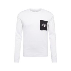 Calvin Klein Jeans Tričko 'MONOGRAM POCKET SLIM LS TEE'  čierna / biela