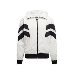 Urban Classics Prechodná bunda 'Crinkle Panel Track Jacket'  čierna / biela