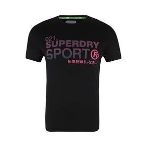 Superdry Funkčné tričko 'ACTIVE GRAPHIC'  ružová / čierna