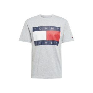 Tommy Jeans Tričko 'FLAG TEE'  svetlosivá / červené / biela