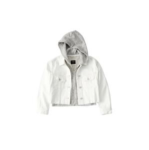 Abercrombie & Fitch Prechodná bunda  sivá melírovaná / biela denim