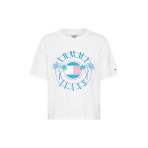 Tommy Jeans Tričko 'TJW Summer Circle Logo Tee'  svetlomodrá / biela