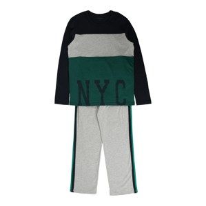 SCHIESSER Pyžamo  sivá melírovaná / zelená