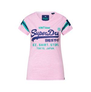 Superdry Tričko 'Shop Varsity'  modré / zelená / ružová