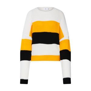 Missguided Oversize sveter 'COLOURBLOCK STRIPED OVERSIZED JUMPER'  žlté / čierna / biela